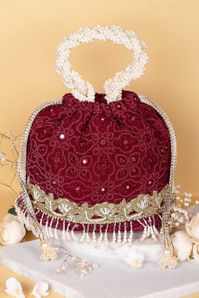 AMYRA Monroe Bucket Bag - Maroon