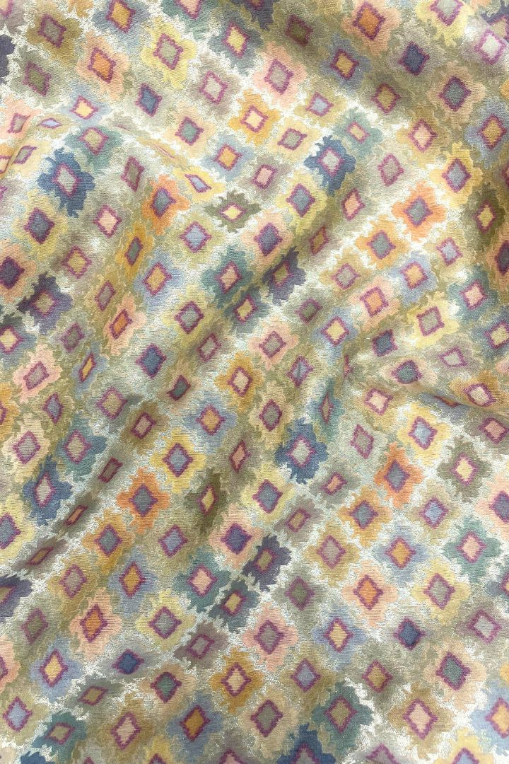 Morocco Pure silk banarasi Fabric - Multicolor