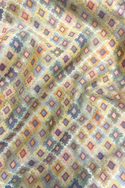 Morocco Pure silk banarasi Fabric - Multicolor