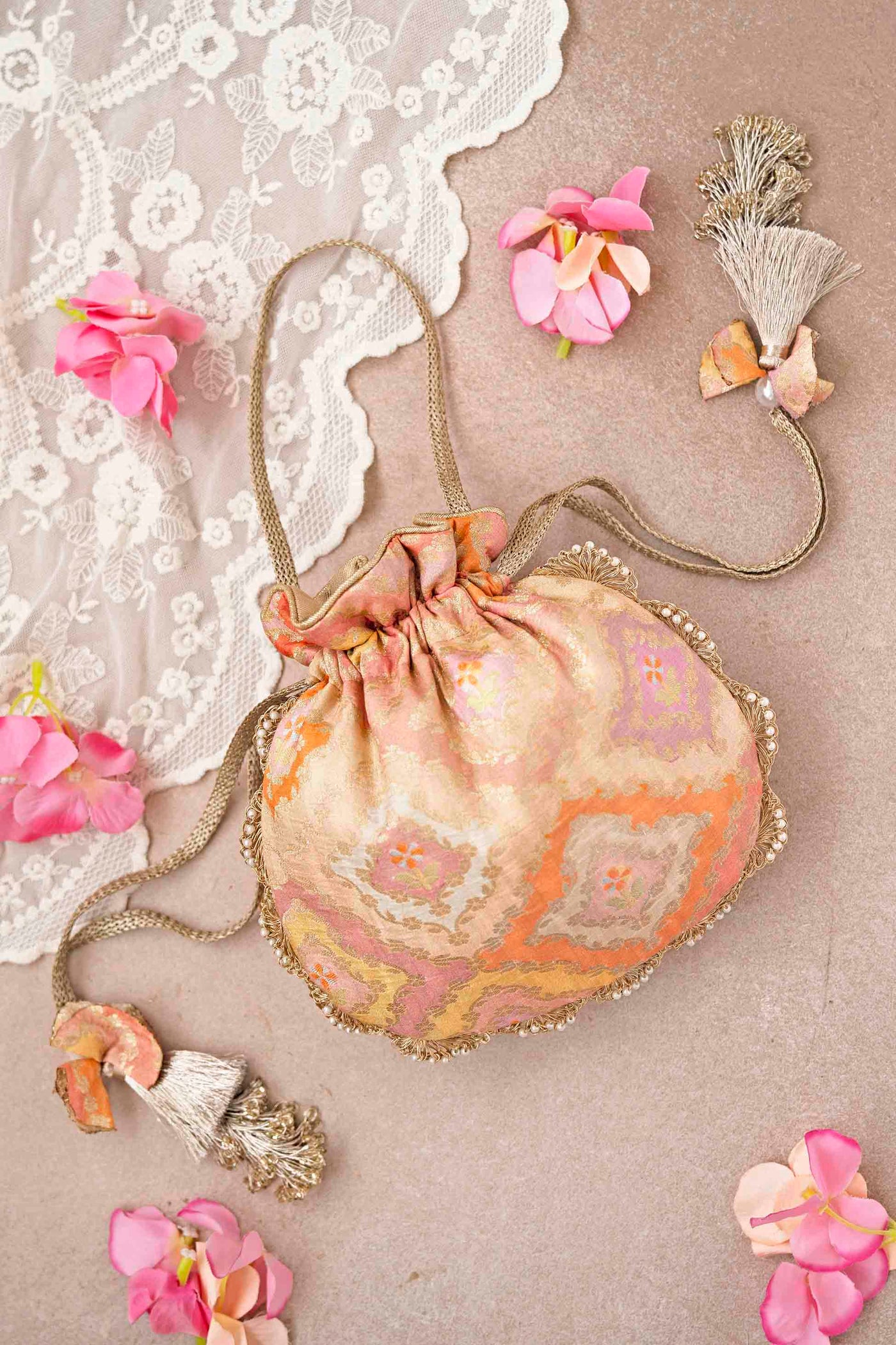 AMYRA Morocco Potli - Peach