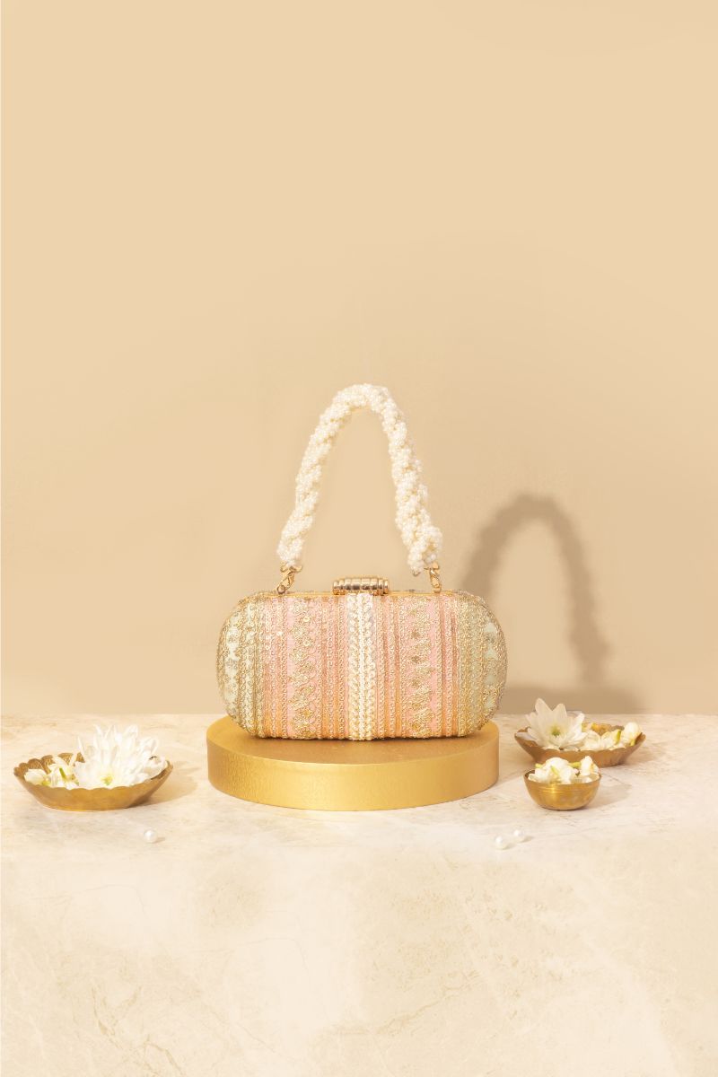 Naaz Embroidered Capsule Clutch - Pastel