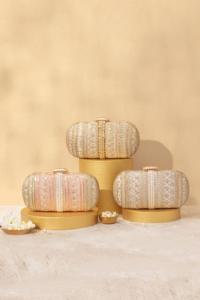 Naaz Embroidered Capsule Clutch - Pastel