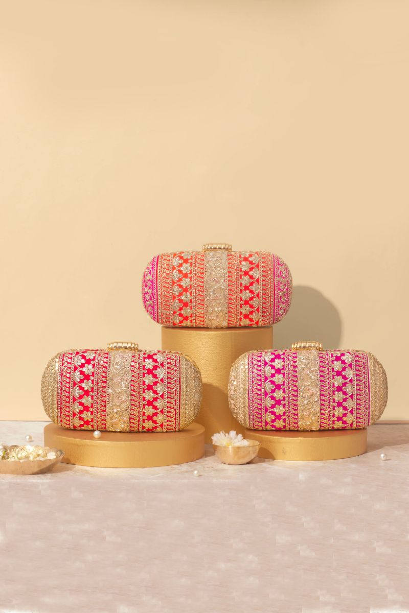 Naaz Capsule clutch - Pink and Peach