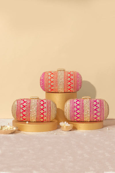 Naaz Capsule clutch - Pink and Peach