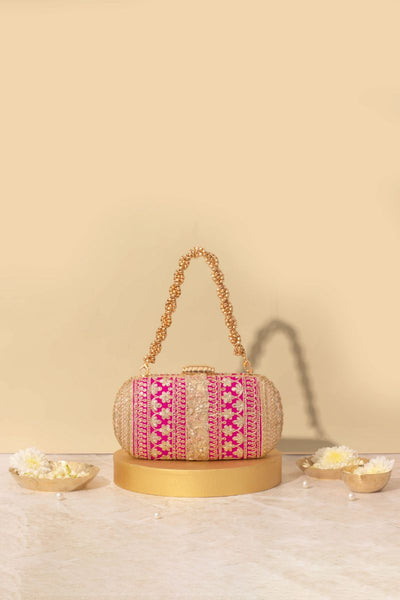 Naaz Capsule clutch - Pink and Peach