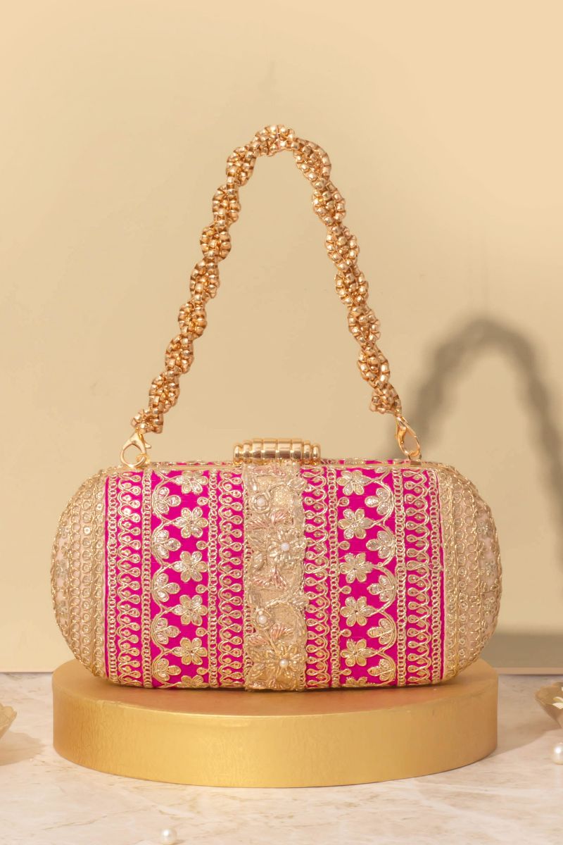 Naaz Capsule clutch - Pink and Peach