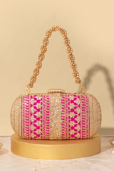 Naaz Capsule clutch - Pink and Peach