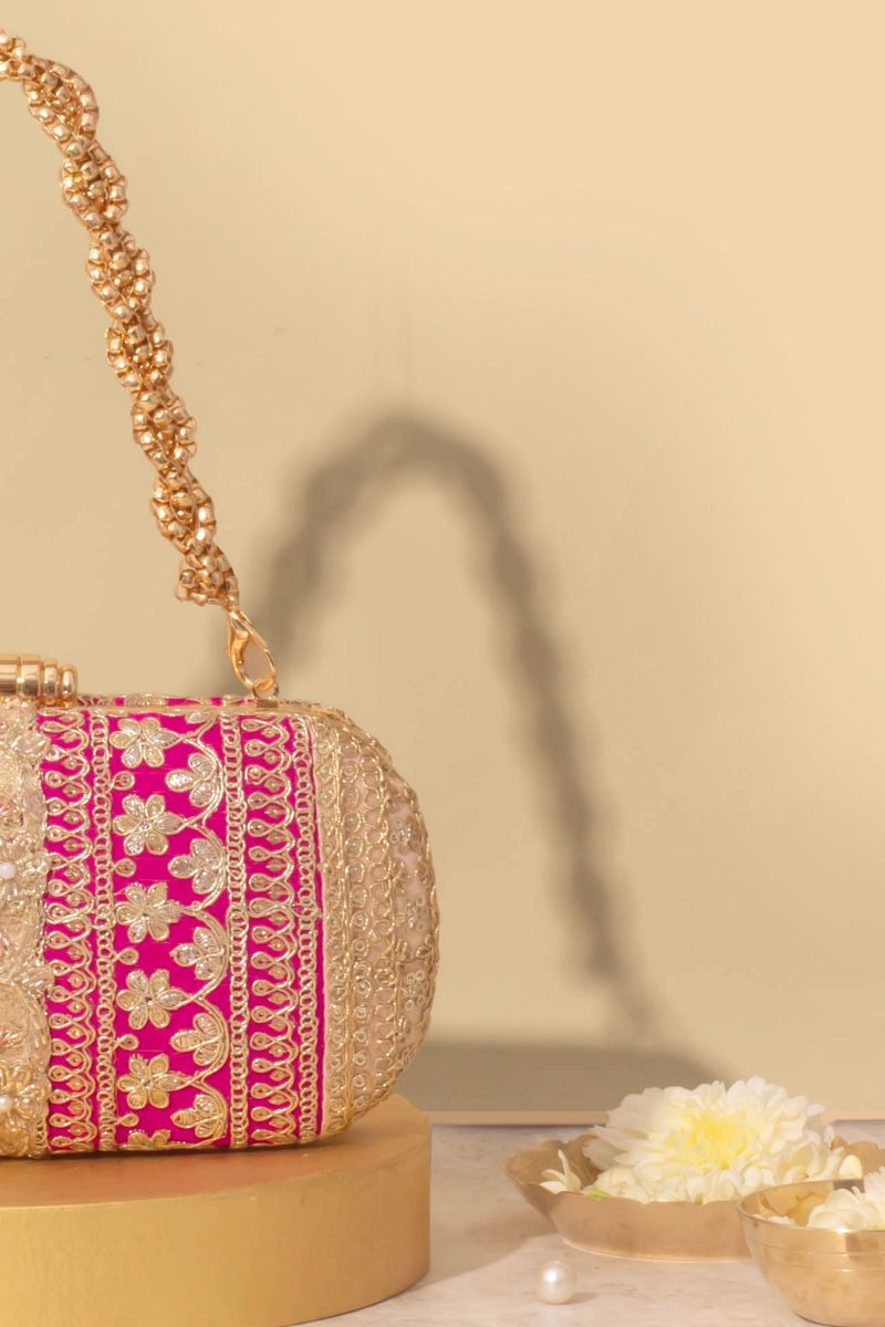 Naaz Capsule clutch - Pink and Peach