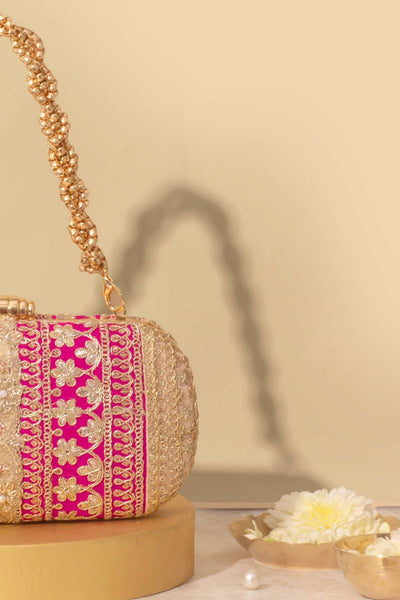 Naaz Capsule clutch - Pink and Peach