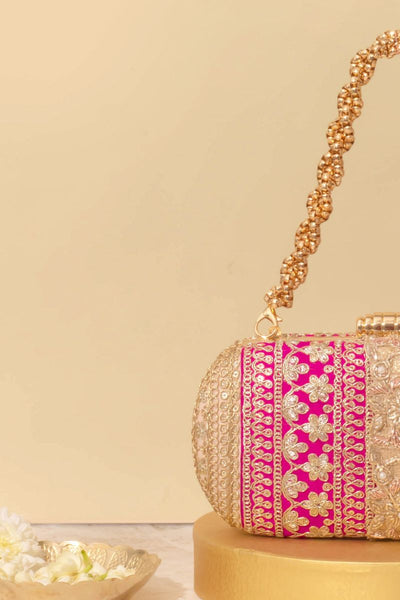 Naaz Capsule clutch - Pink and Peach