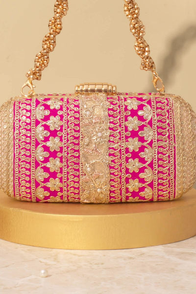 Naaz Capsule clutch - Pink and Peach