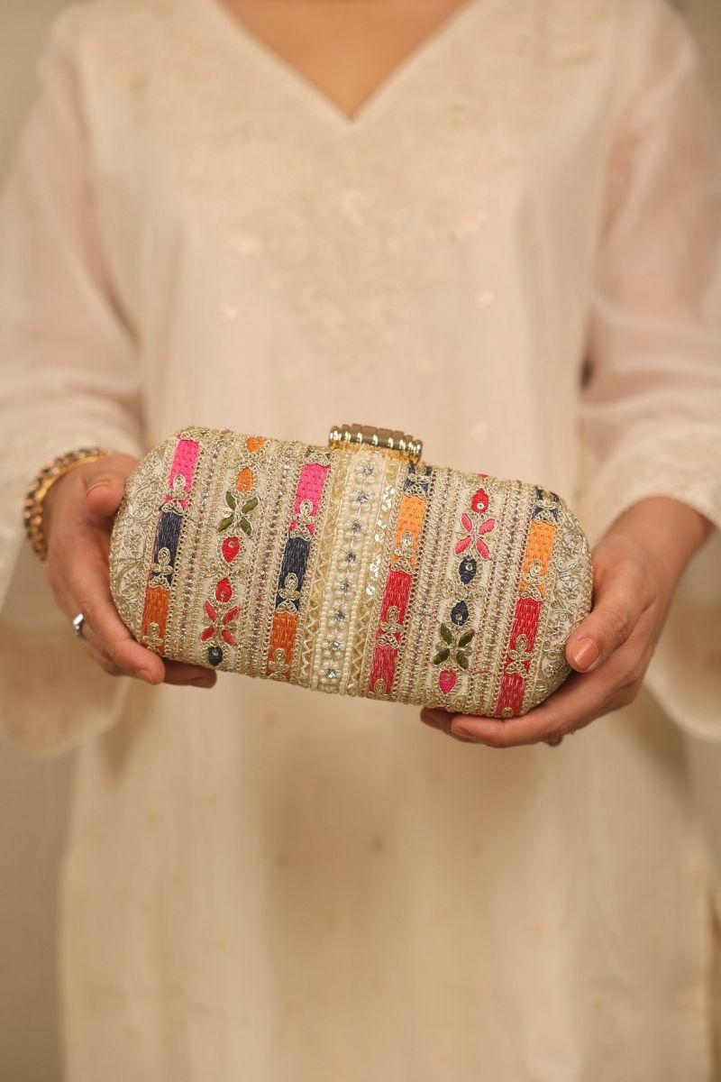 Naaz Embroidered Capsule Clutch - Multicolor