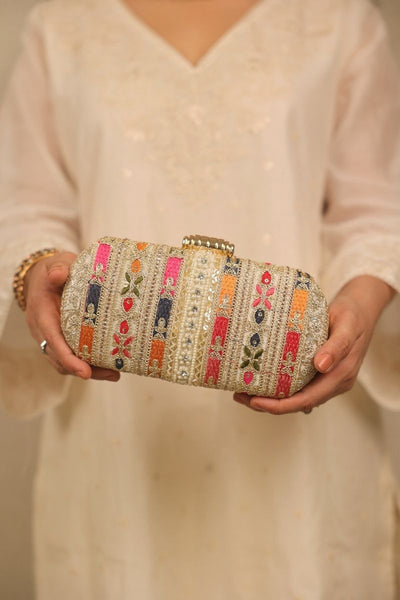 Naaz Embroidered Capsule Clutch - Multicolor