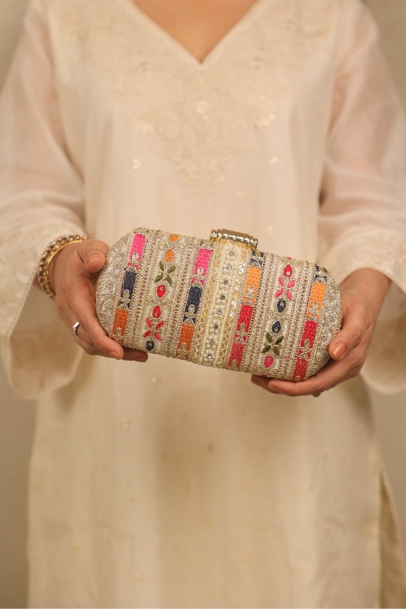Naaz Embroidered Capsule Clutch - Multicolor