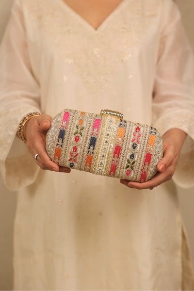 Naaz Embroidered Capsule Clutch - Multicolor