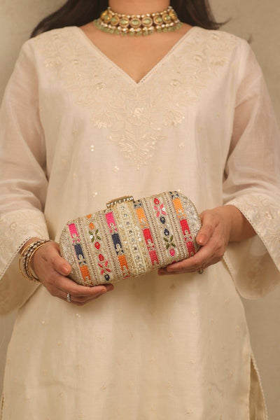 Naaz Embroidered Capsule Clutch - Multicolor