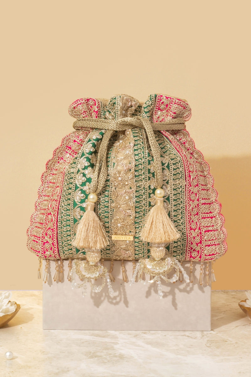 Naaz Potli - Green & Pink
