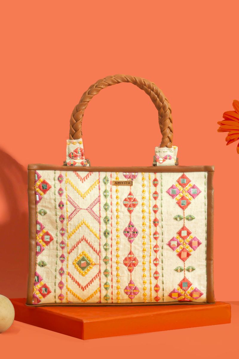 Nadia Mirror Embroidered Handbag - Multicolor