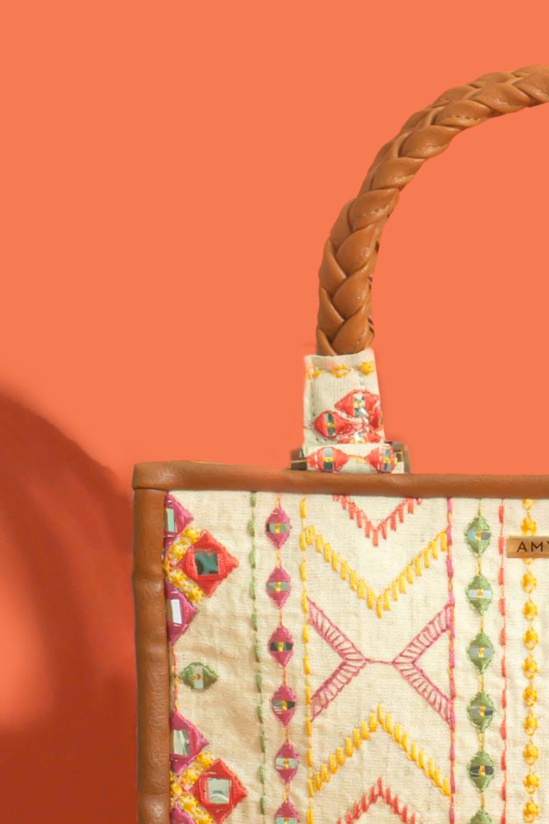 Nadia Mirror Embroidered Handbag - Multicolor