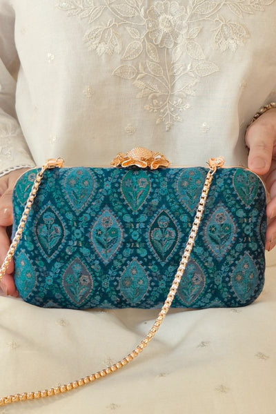 Neer pashmina cashmere clutch - Blue
