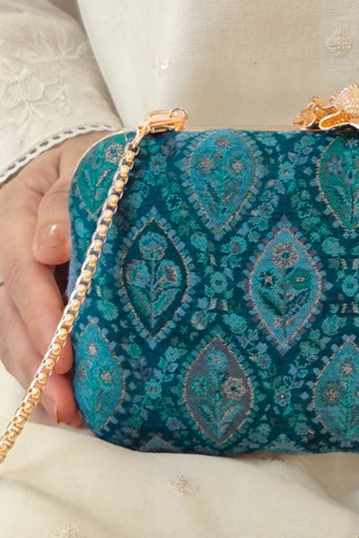 Neer pashmina cashmere clutch - Blue
