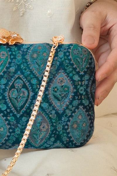 Neer pashmina cashmere clutch - Blue