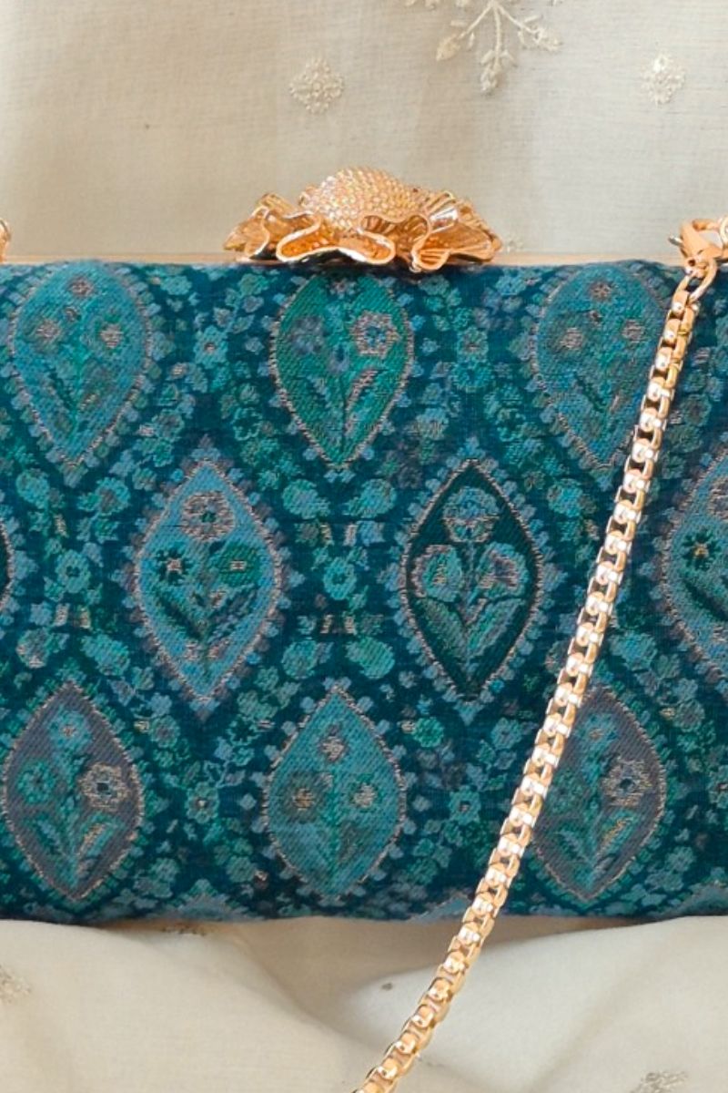 Neer pashmina cashmere clutch - Blue