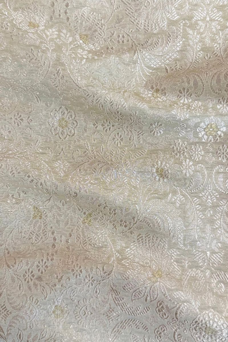 Nira Handloom Katan Silk with Water Gold Zari - Cream
