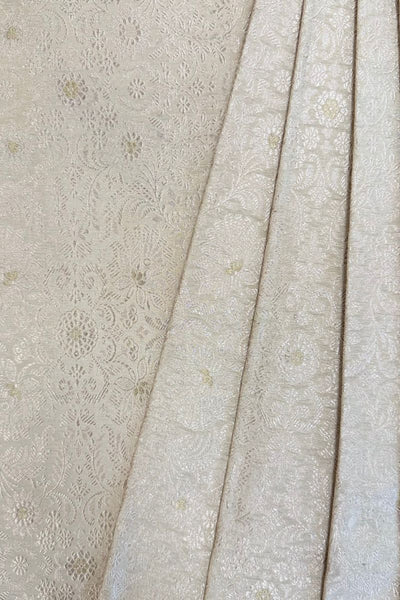 Nira Handloom Katan Silk with Water Gold Zari - Cream