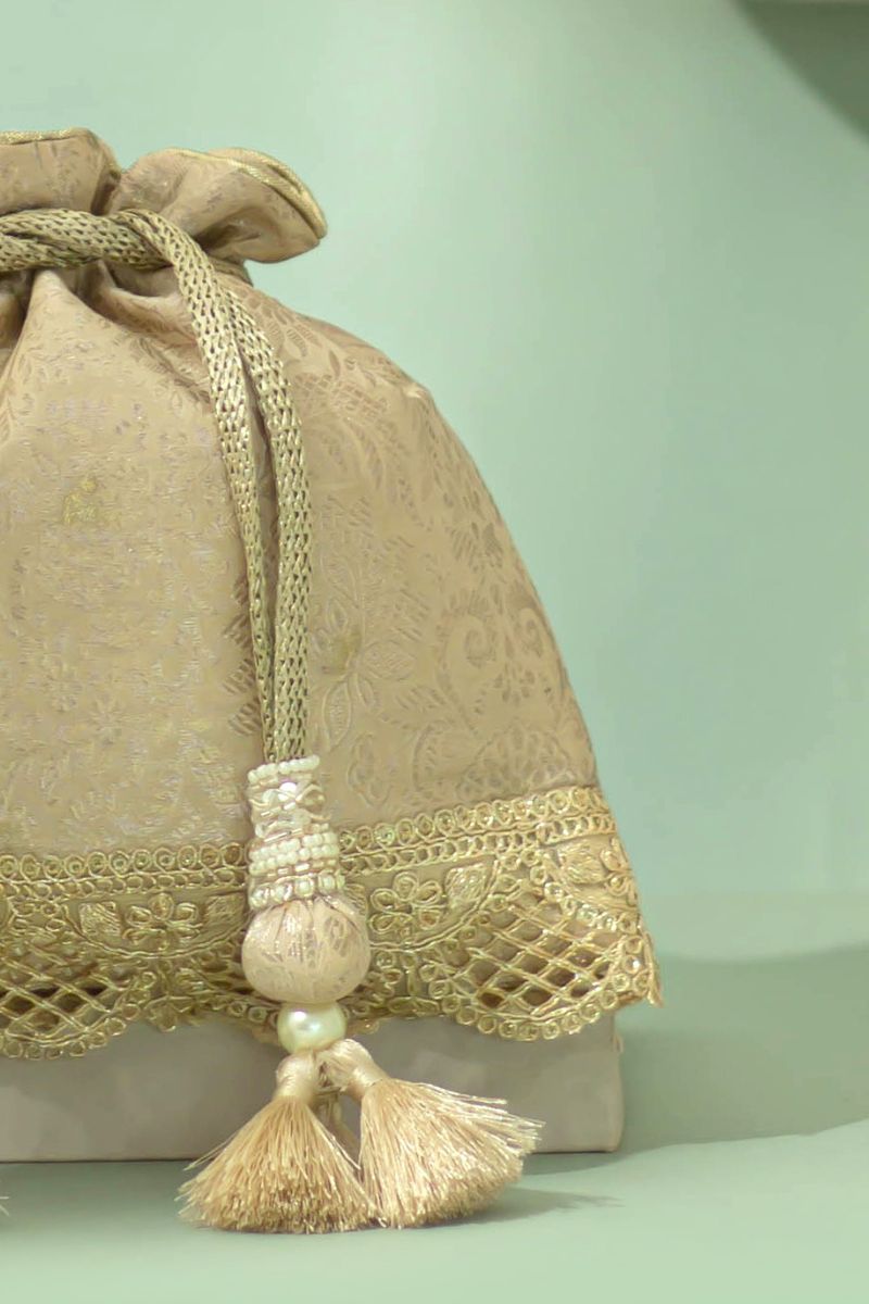 Nira Silk Potli - Beige