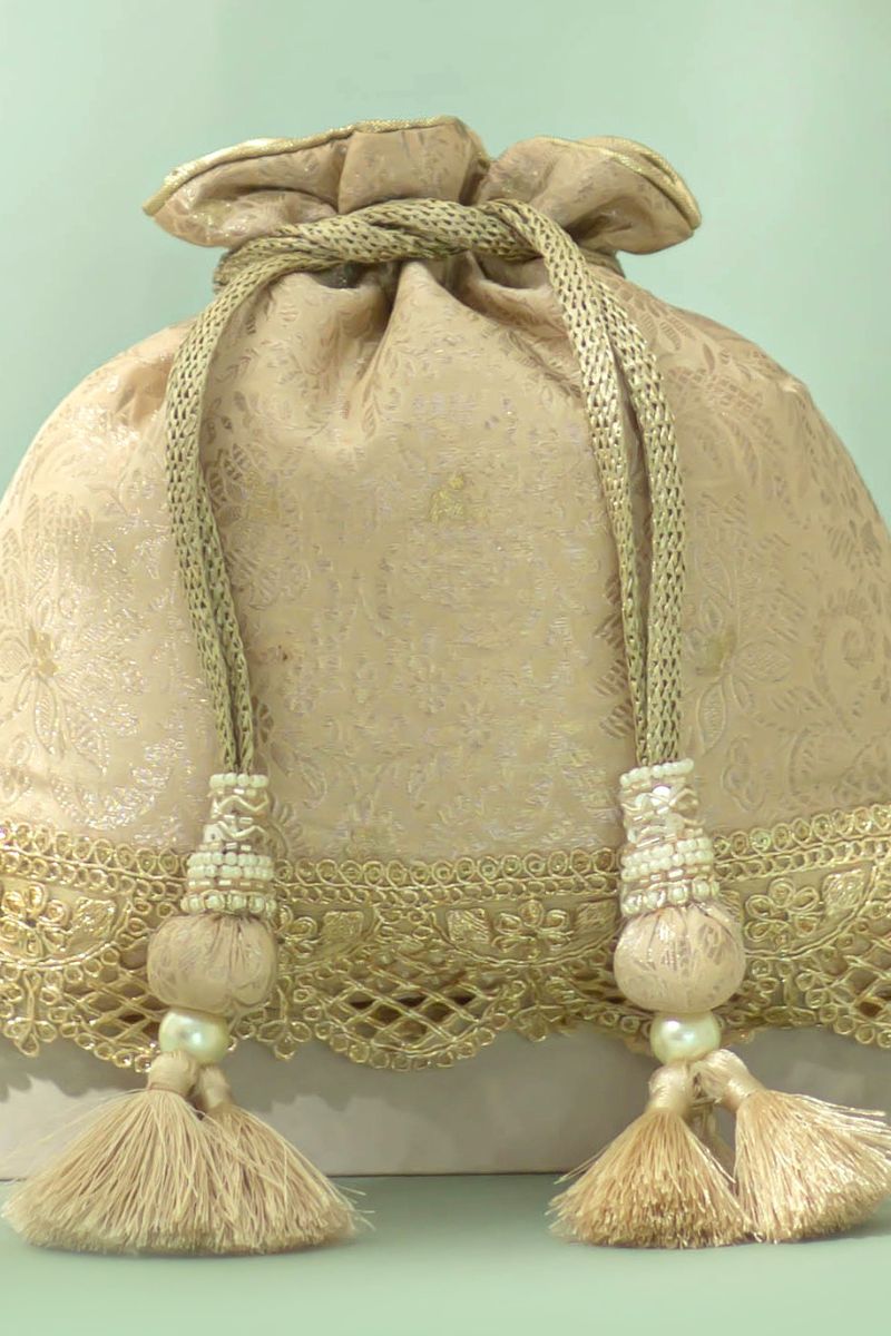 Nira Silk Potli - Beige