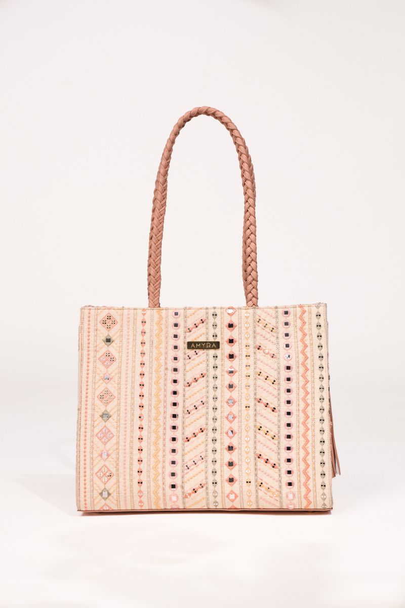 Nova Mirror Embroidered Box Tote Bag