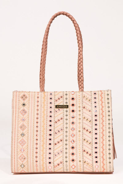 Nova Mirror Embroidered Box Tote Bag