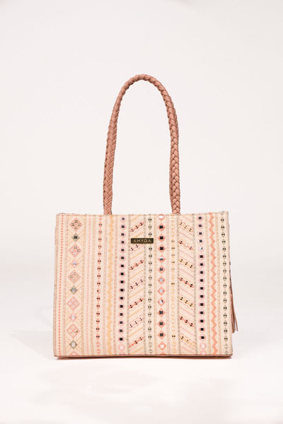 Nova Mirror Embroidered Box Tote Bag