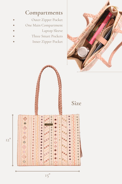 Nova Mirror Embroidered Box Tote Bag