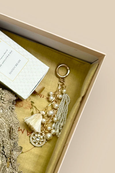 Rakhi Hamper - Parijat Silk Potli - Off-White - Care & Accessory Box