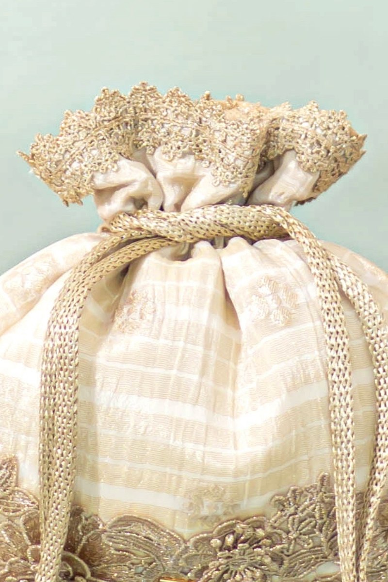 Parijat Silk Potli - Offwhite