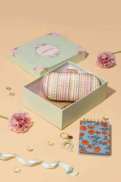 AMYRA Gift hamper - Raha Capsule Clutch - Self care & Rainbow Keychain