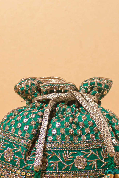AMYRA Resham Green Potli