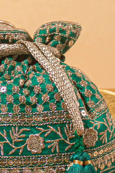 AMYRA Resham Green Potli