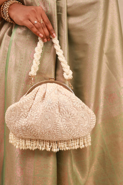 Rhea Threadwork Vintage Purse- Grey