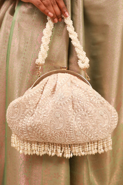 Rhea Threadwork Vintage Purse- Grey