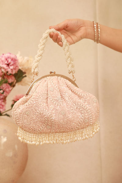 Rhea Threadwork Vintage Purse - Peach