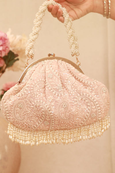 Rhea Threadwork Vintage Purse - Peach