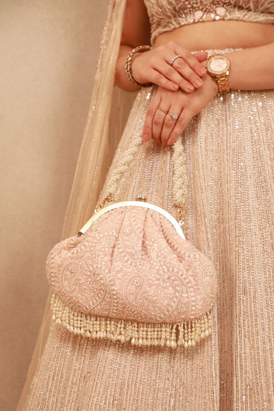 Rhea Threadwork Vintage Purse - Peach