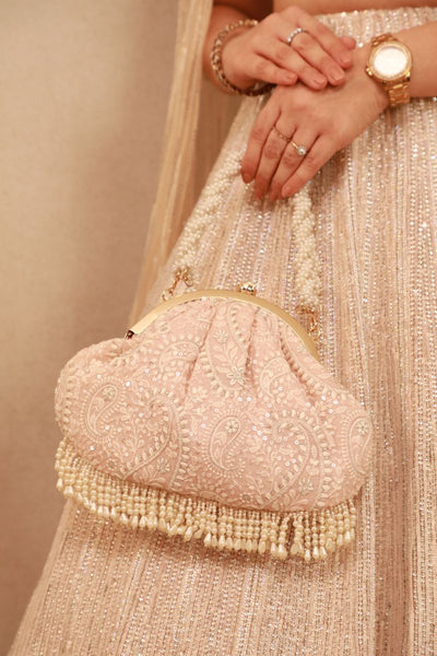 Rhea Threadwork Vintage Purse - Peach