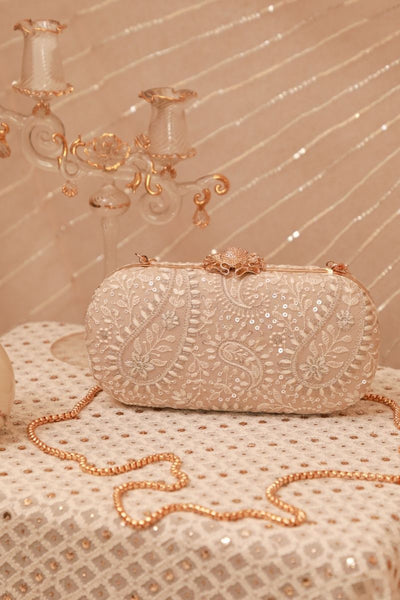Rhea Threadwork Clutch - Grey