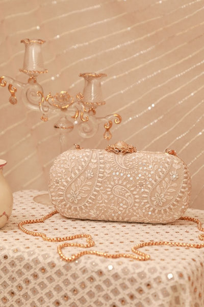 Rhea Threadwork Clutch - Grey