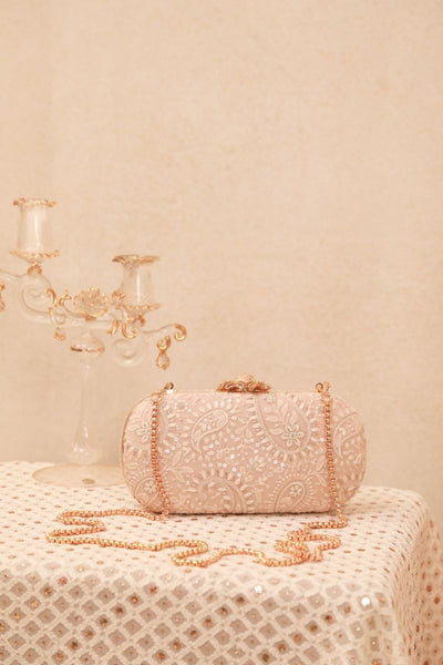 Rhea Threadwork Clutch - Peach
