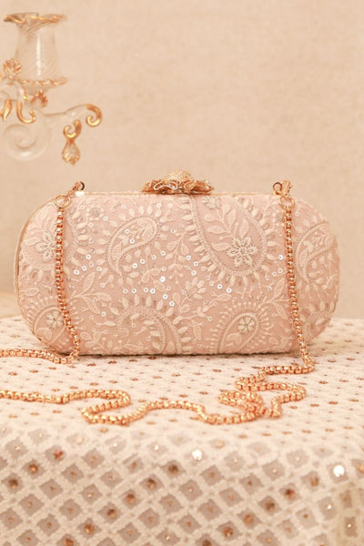 Rhea Threadwork Clutch - Peach